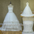 La plus nouvelle robe d&#39;épaule sans bretelles sur le corsage Robe de mariée en organza et jupe
